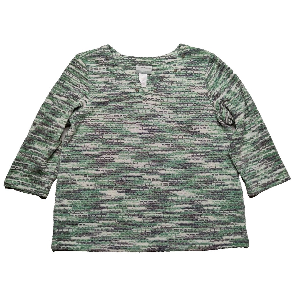 Alfred Dunner Petite Medium Lake Geneva Purple Green Marbled Sweater‎ NEW